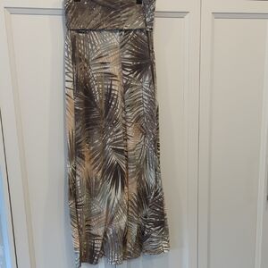 Elegant Palm Print Maxi Skirt